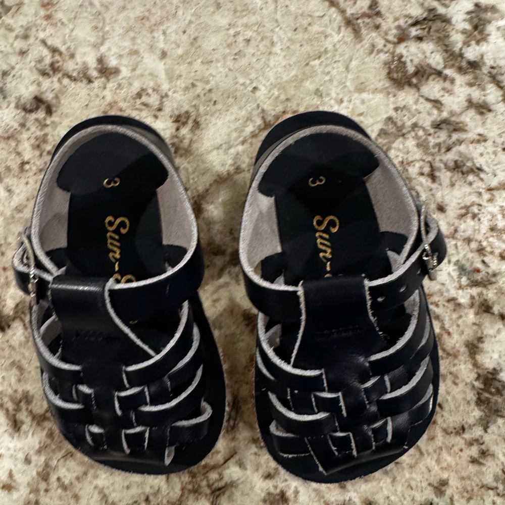 Salt Water Sandals by Hoy Black Kids Sandals with White Trim